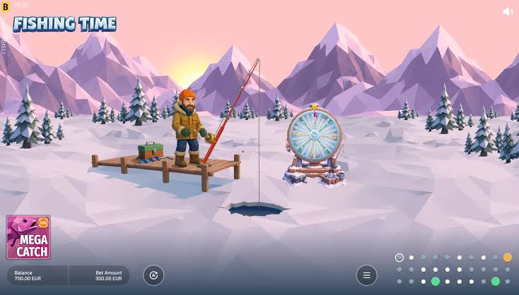 Fishing Time base game screen showing chip betting controls